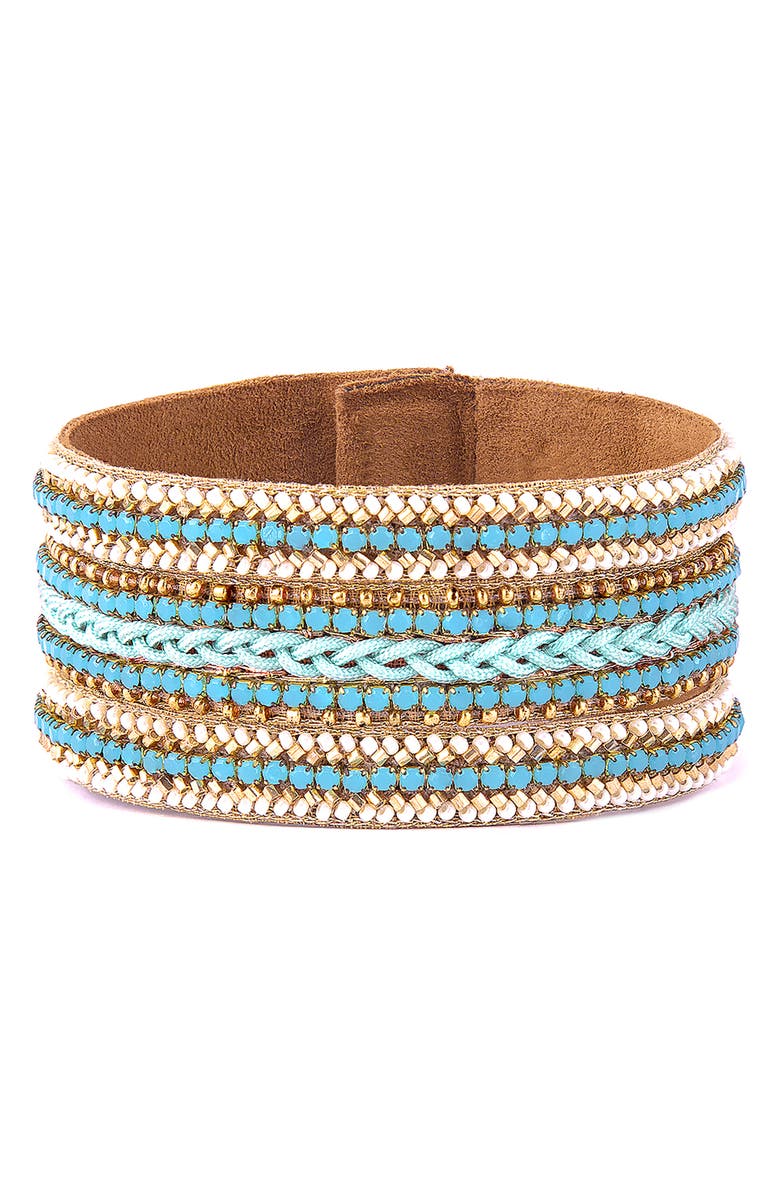 Deepa Gurnani Manny Beaded Bracelet, Main, color, Turquoise