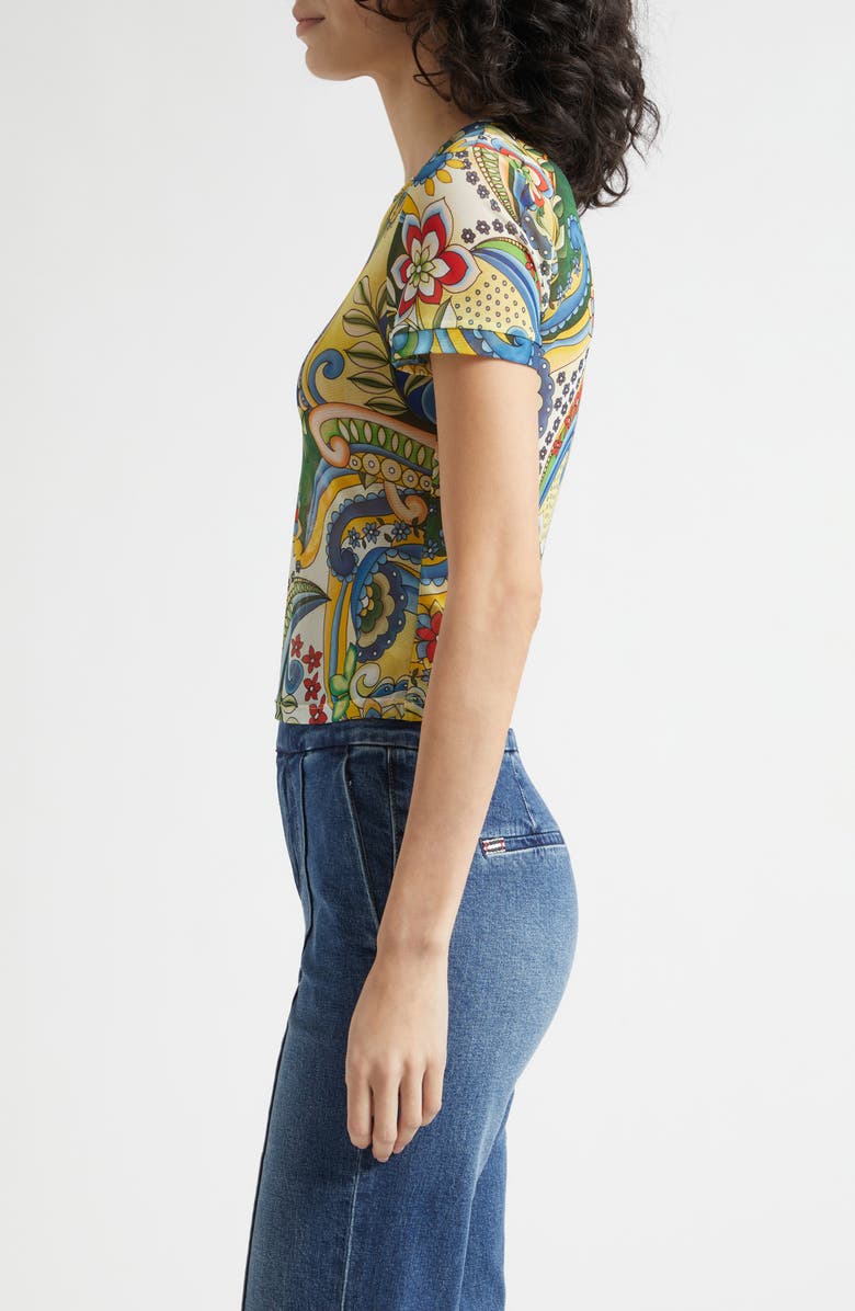 Alice + Olivia Tess Stretch Mesh T-Shirt, Alternate, color, Heat Wave