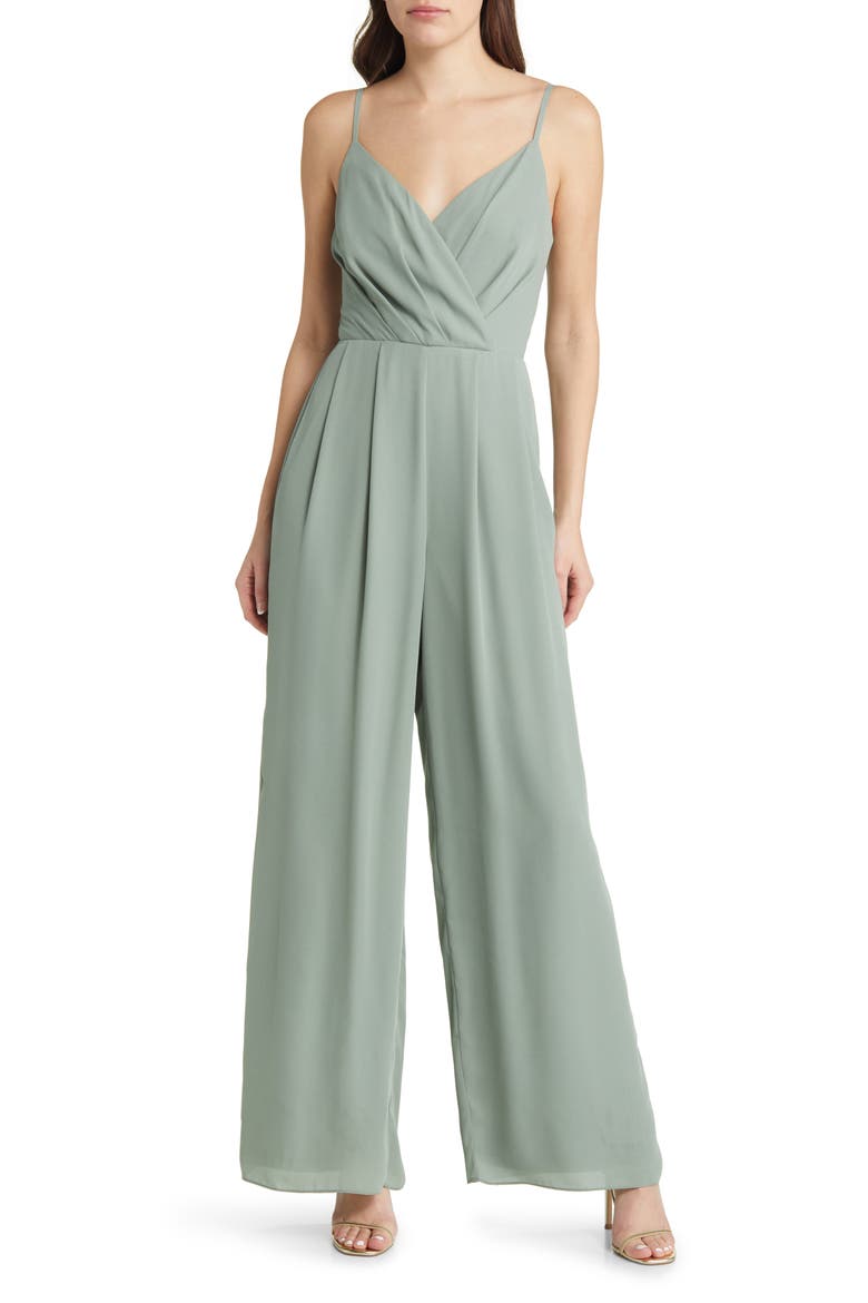 Call for Me Faux Wrap Jumpsuit, Main, color, SAGE GREEN