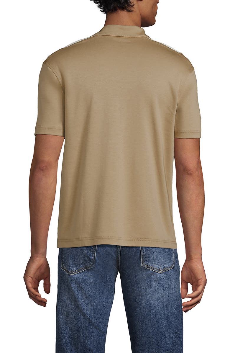 Lands' End Short Sleeve Supima Retro Camp Collar Button Through Shirt, Alternate, color, Desert Tan