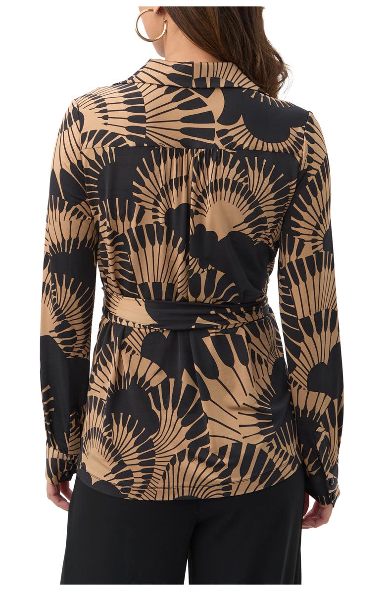 Trina Turk Makeba Printed Jersey Wrap Top, Alternate, color, Black/Camel