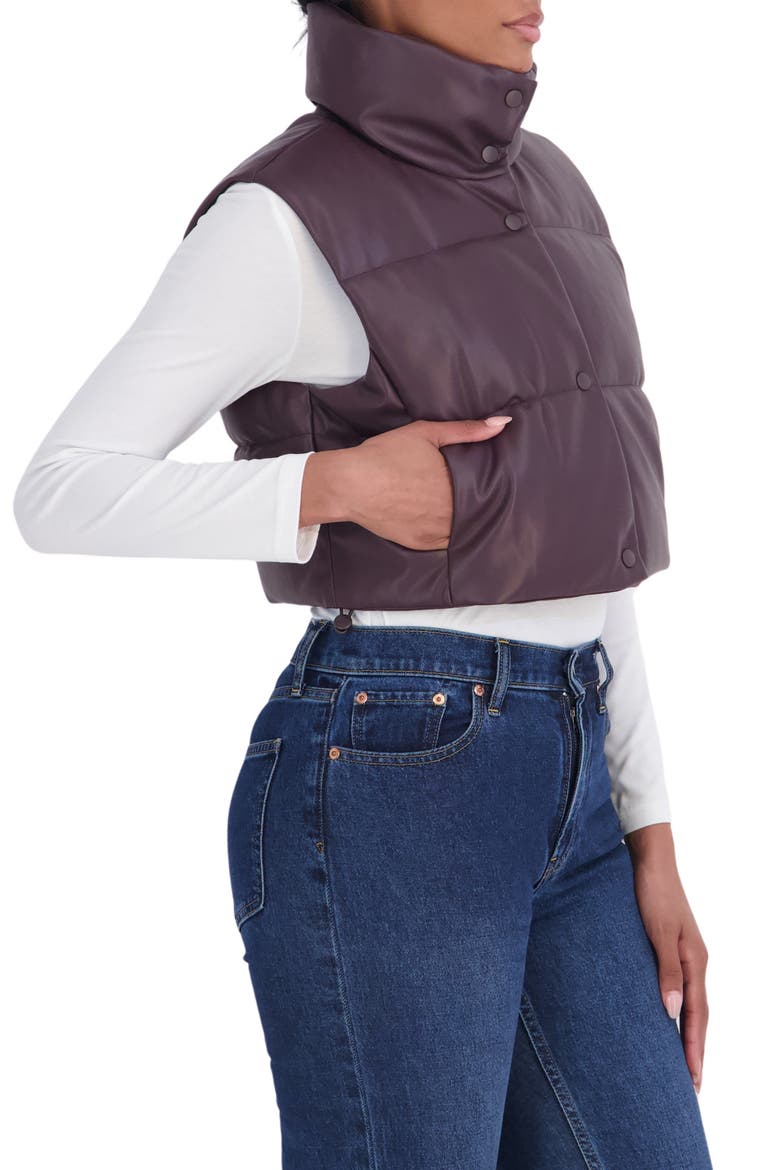 Crop Faux Leather Vest, Alternate, color, BURGUNDY