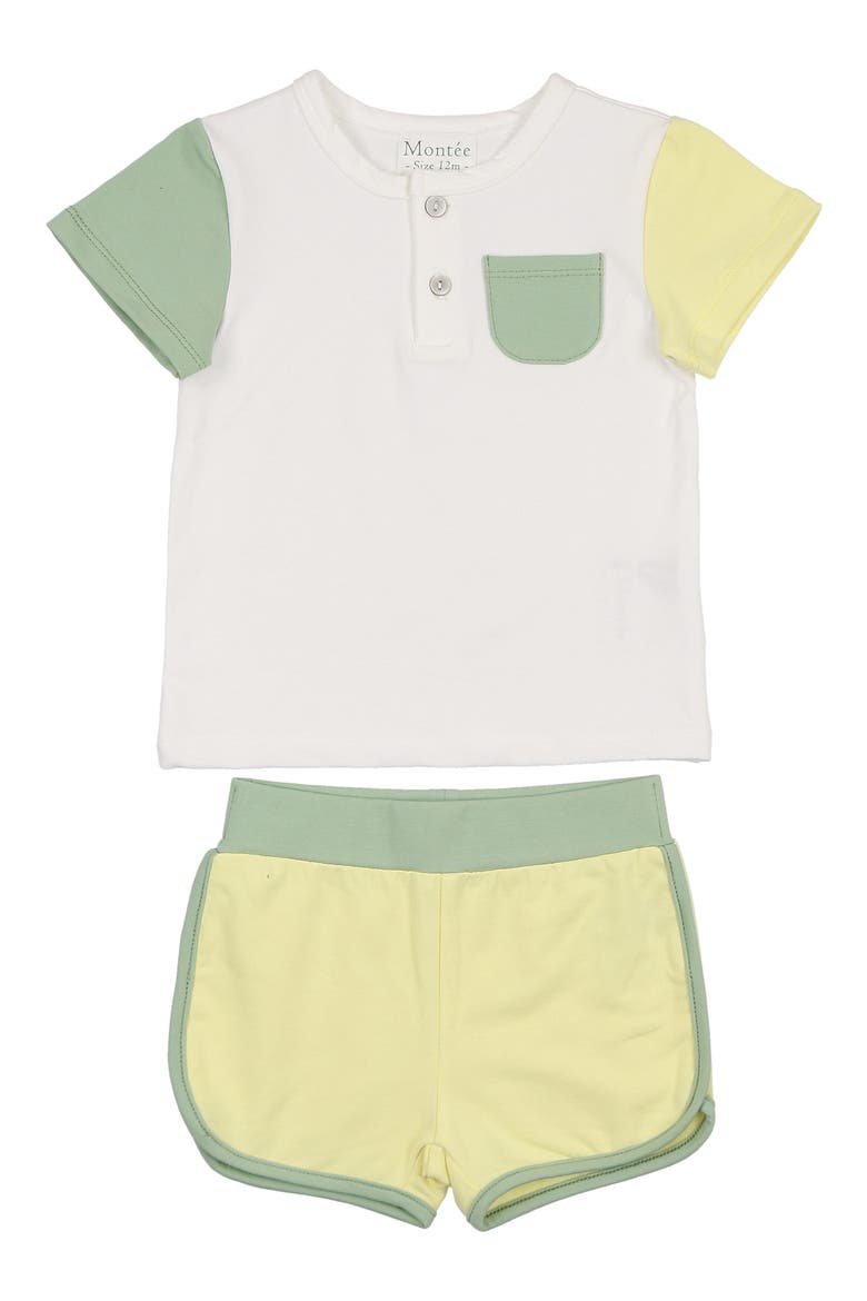 Kids' Sunshine Rainbows Top & Shorts Set, Main, color, SAGE