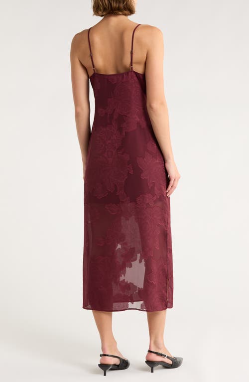 Leith Jacquard Slip Dress In Burgundy