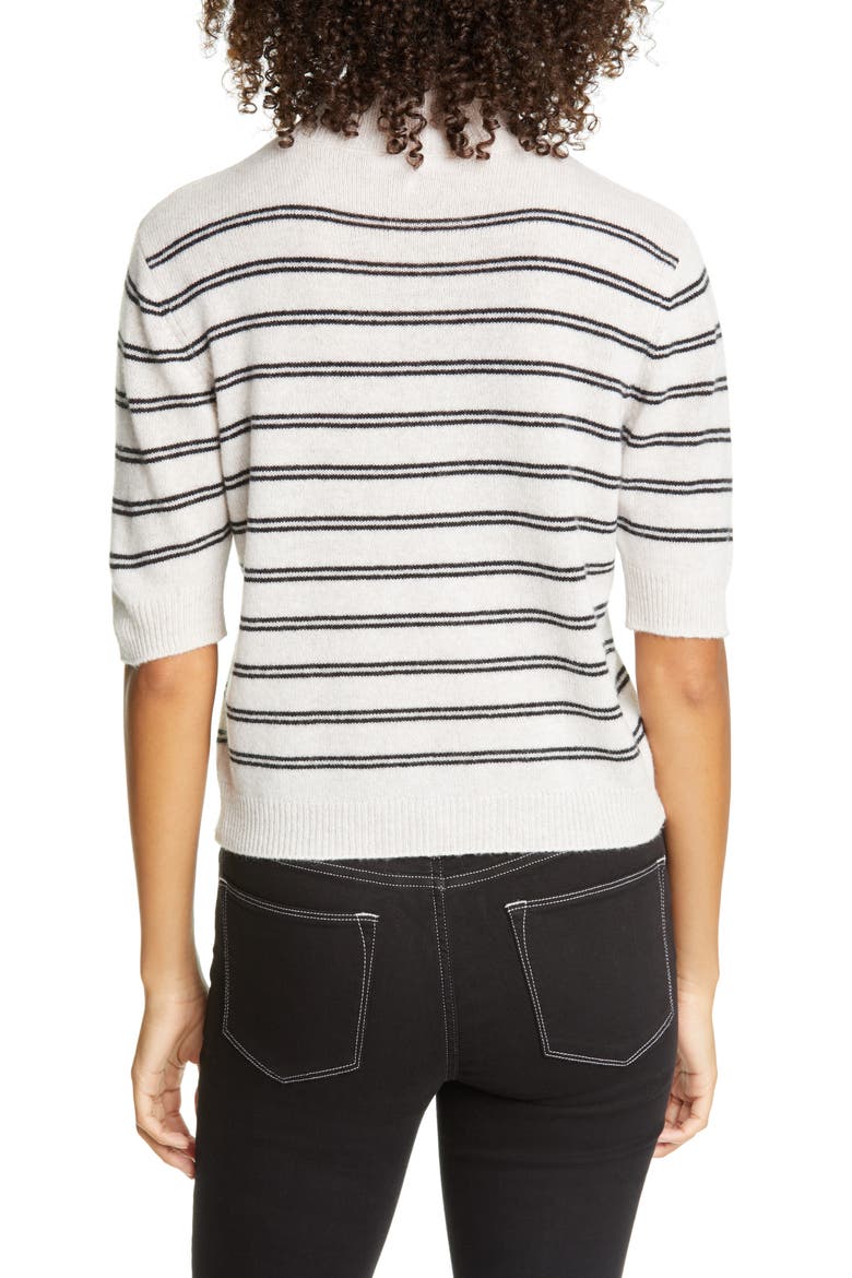 Stripe Wool & Cashmere Crop Sweater, Alternate, color, OATMEAL HEATHER MULTI