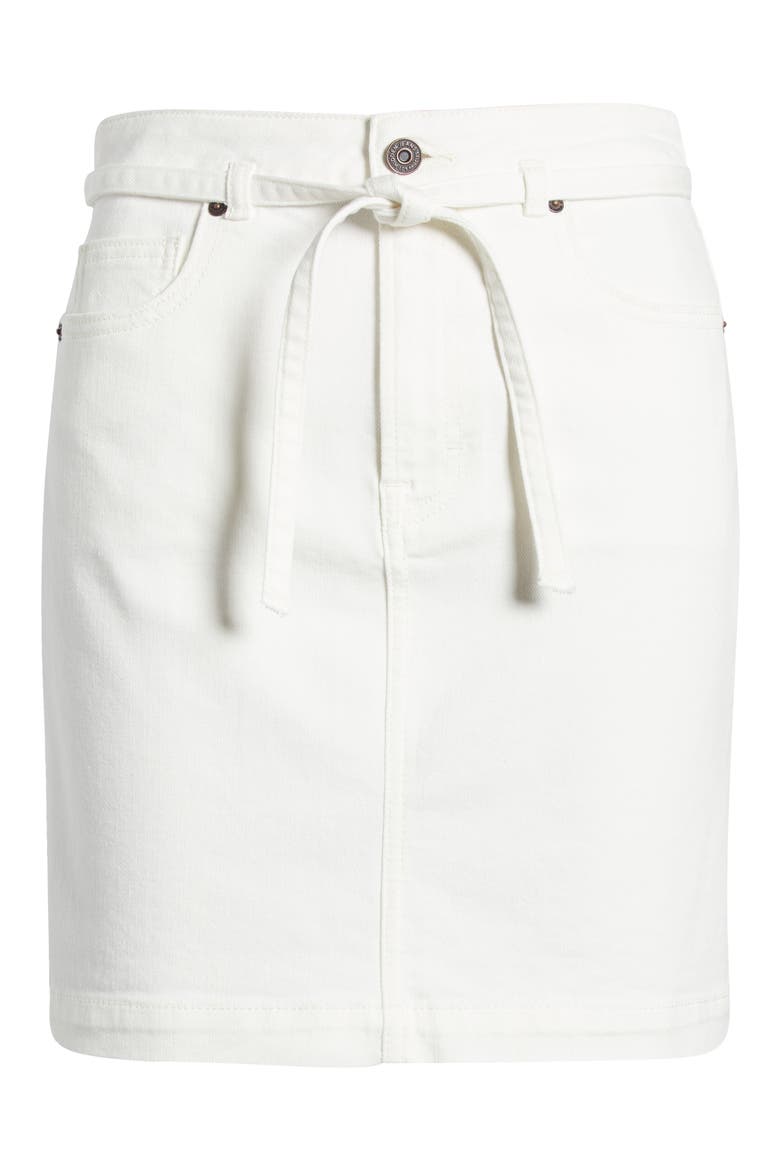 Tie Waist Denim Skirt, Alternate, color, PEARL