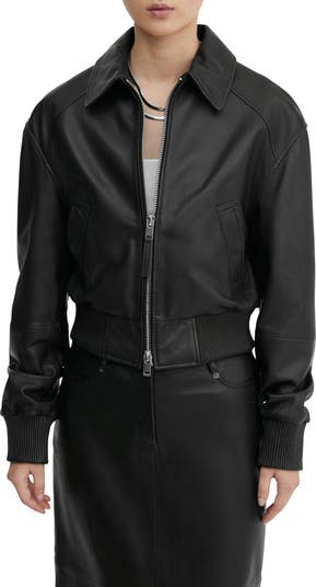 MANGO Leather Aviator Jacket | Nordstrom MANGO Leather Aviator Jacket | Nordstrom