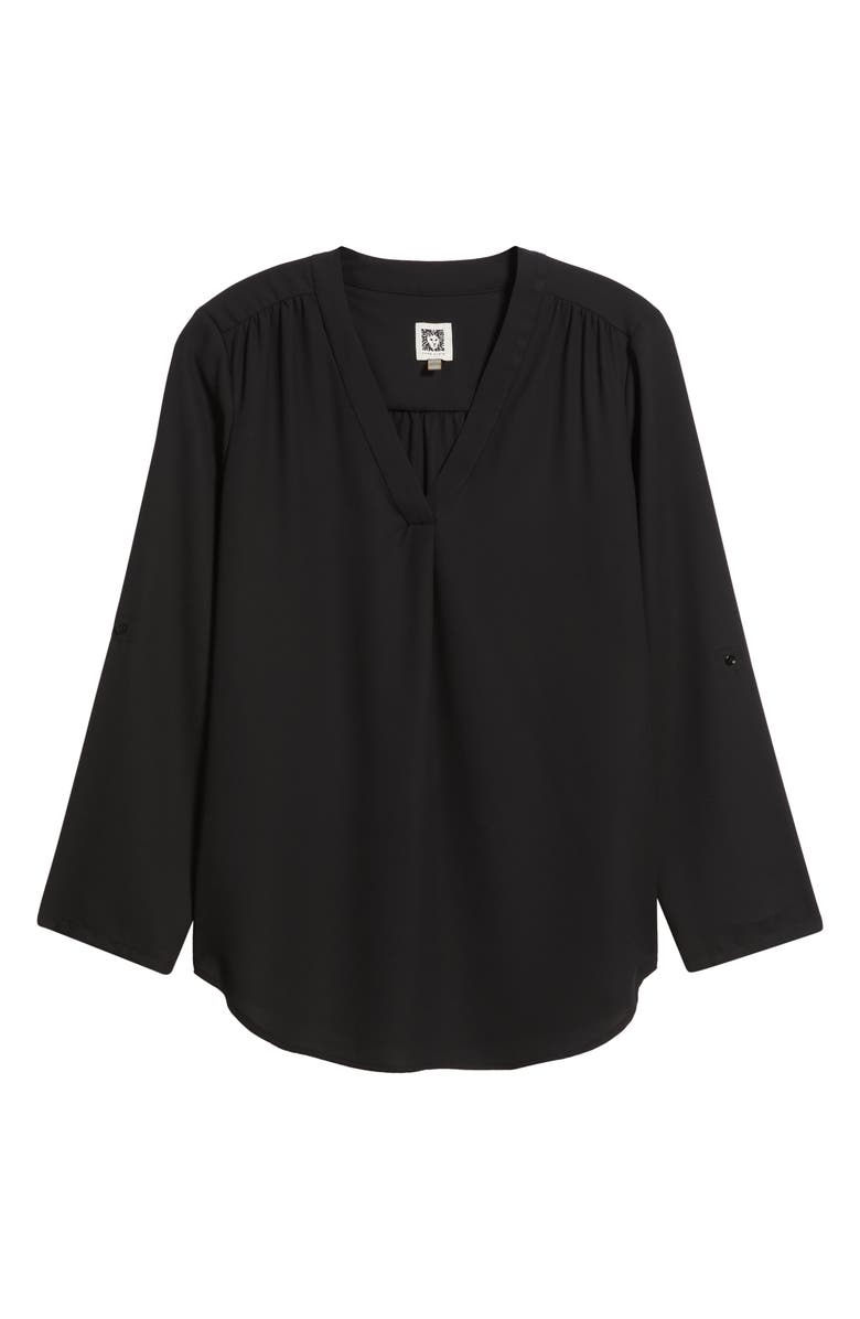 Anne Klein Roll Tab Tunic Top, Alternate, color, Anne Black