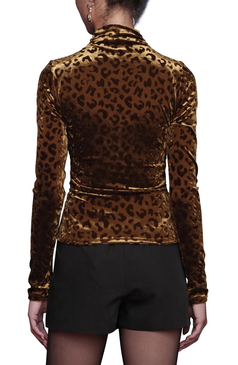 Avec Les Filles Burnout Leopard Print Surplice Top, Alternate, color, Burnout Leopard