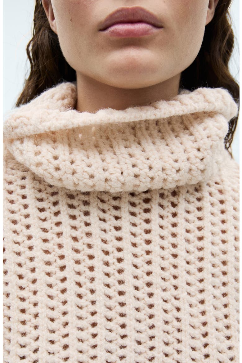 Openwork Turtleneck Sweater, Alternate, color, ECRU
