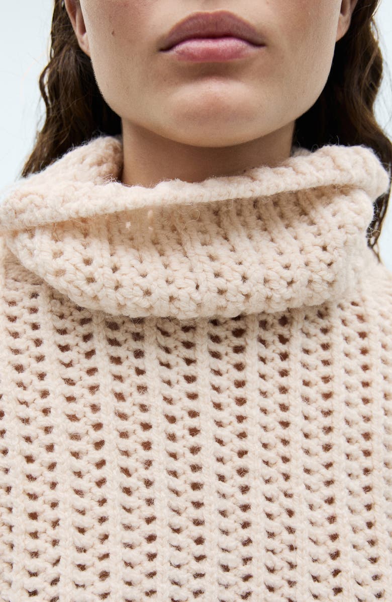 MANGO Openwork Turtleneck Sweater, Alternate, color,