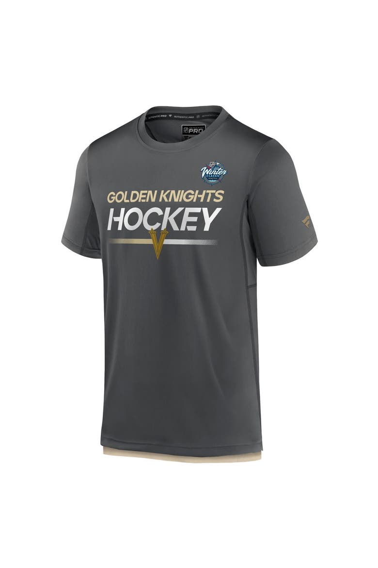 Men's Fanatics Branded Charcoal Vegas Golden Knights 2024 NHL Winter Classic Authentic Pro Tech T-Shirt, Alternate, color, Charcoal