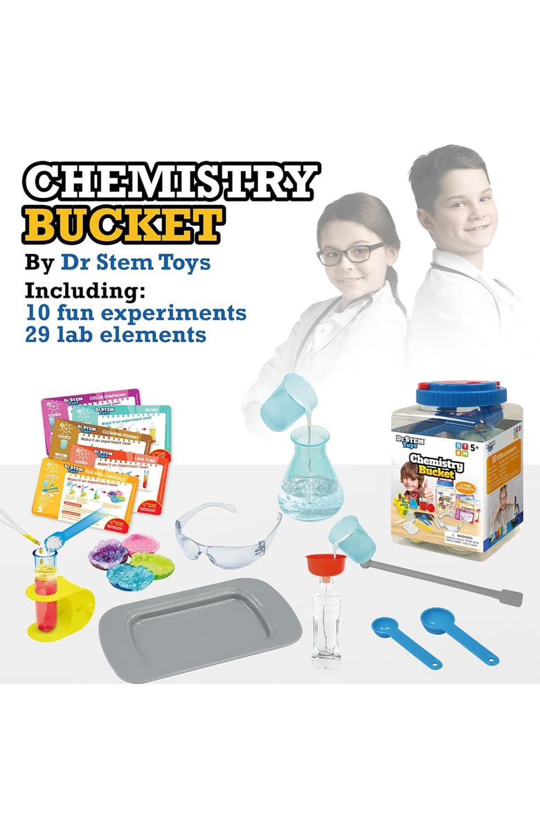 Dr. STEM Toys Dr. STEM Chemistry Bucket Kit, 10 Experiments, Alternate, color, Multicolored