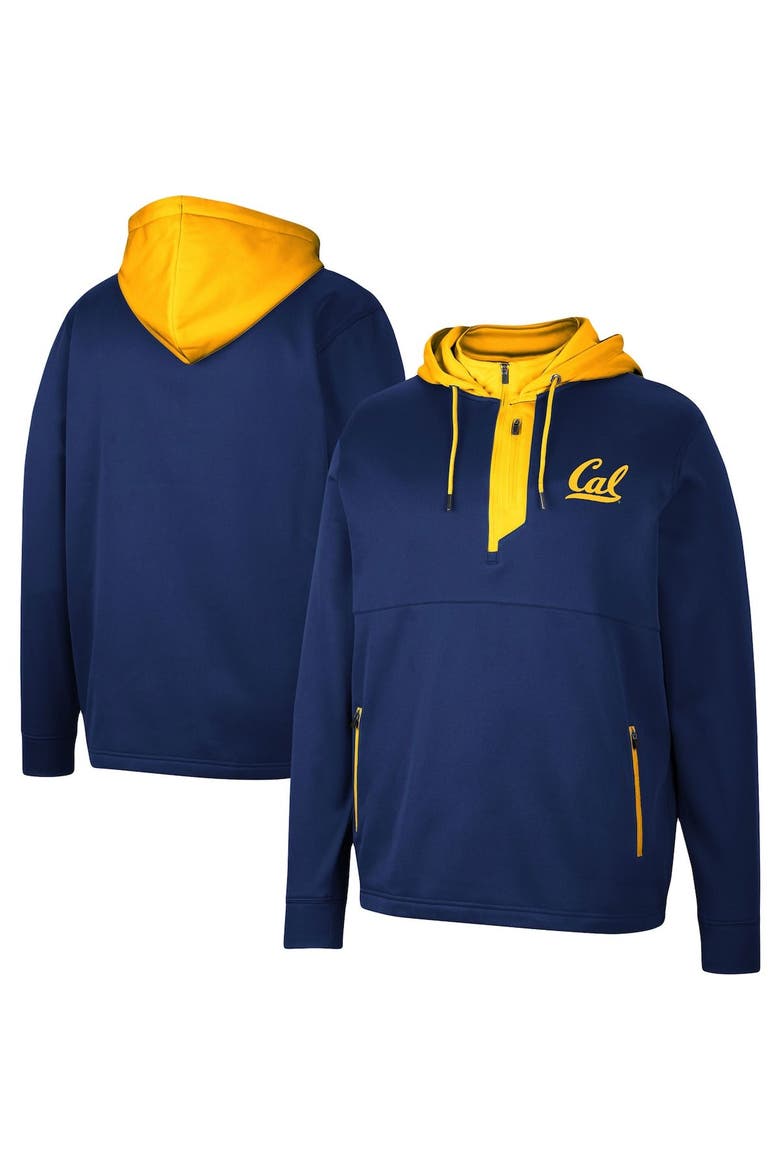 Men's Colosseum Navy Cal Bears Luge 3.0 Quarter-Zip Hoodie, Main, color, Navy