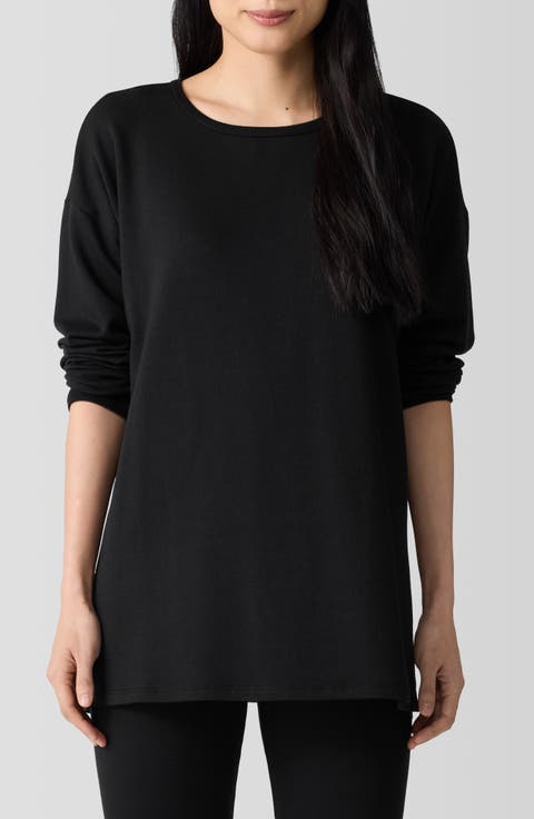 Crewneck Long Sleeve Longline Top