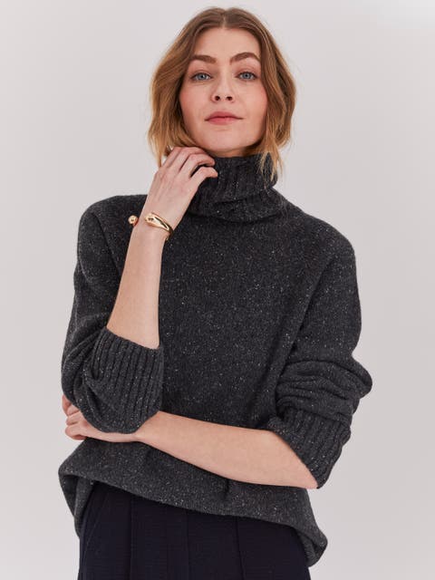 Cashmere And Merino Roll Neck Sweater