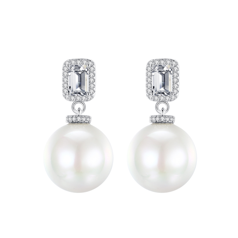 Genevieve Pearl and Crystal Earrings