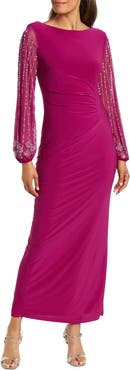 Marina Beaded Long Sleeve Maxi Gown