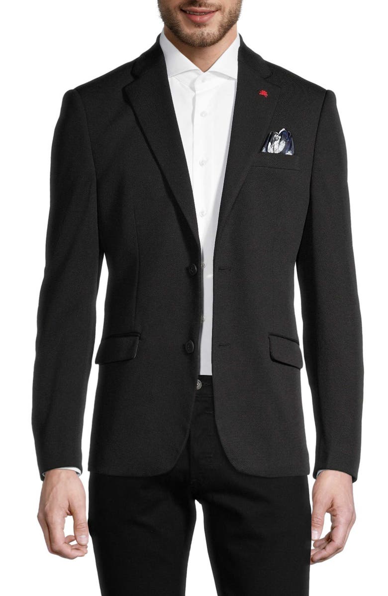 SOUL OF LONDON Textured Notch Lapel Double Button Blazer, Main, color, Black