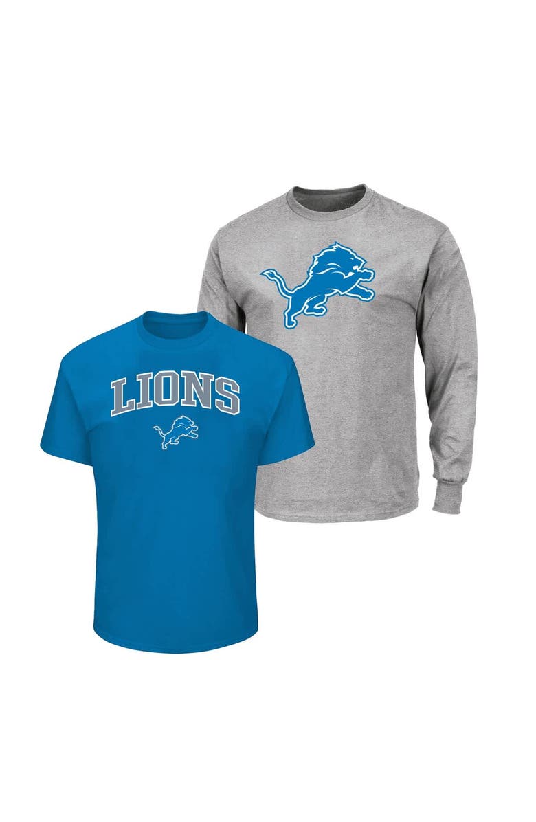 FANATICS Men's Fanatics Blue/Heather Gray Detroit Lions Big & Tall 2-Pack T-Shirt Set, Main, color, Blue