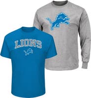 FANATICS Men's Fanatics Blue/Heather Gray Detroit Lions Big & Tall 2-Pack T-Shirt Set