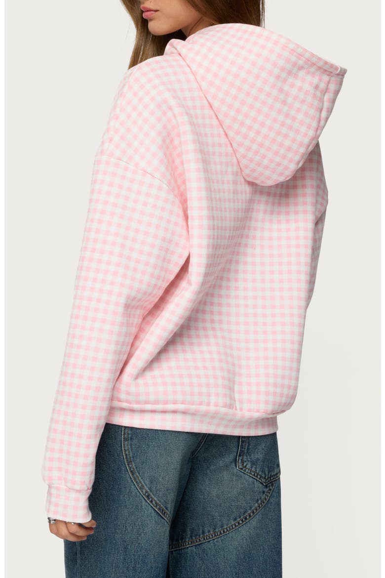 Gingham Oversize Hoodie, Alternate, color, PINK