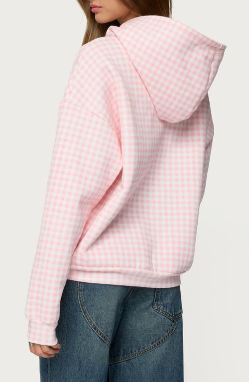 Edikted Gingham Oversize Hoodie In Pink