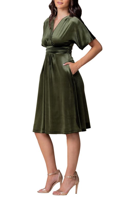 Kiyonna Angelic Velvet Cocktail Dress In Olive
