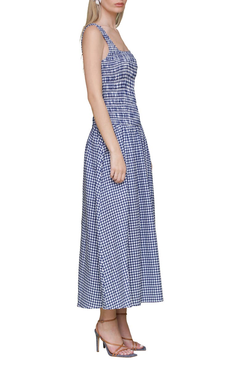 Avec Les Filles Smocked Sleeveless Fit & Flare Maxi Dress, Alternate, color, Navy White Gingham