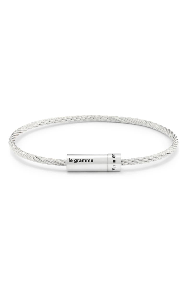le gramme Men's 9G Polished Sterling Silver Cable Bracelet, Main, color, 