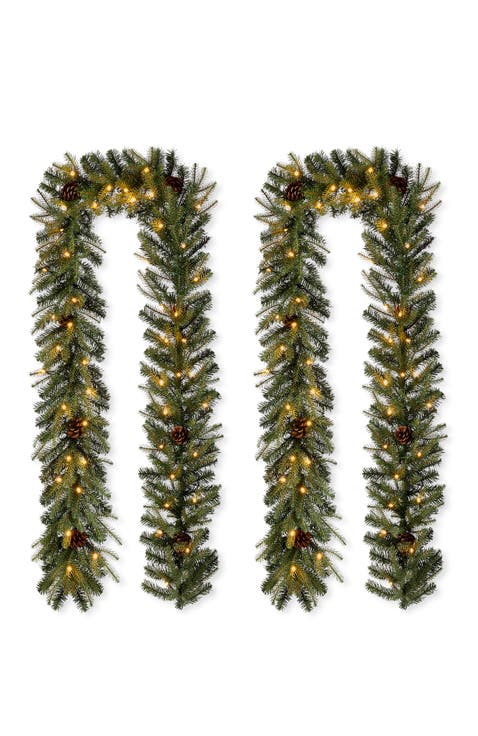 Set of 2 Illuminated Artificial Christmas Garlands