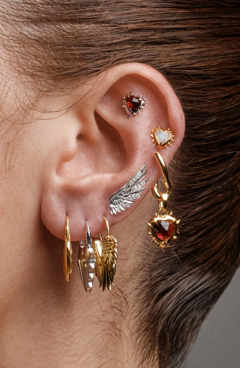 Awe Inspired Wing Huggie Earrings, Alternate, color, 14K Gold Vermeil