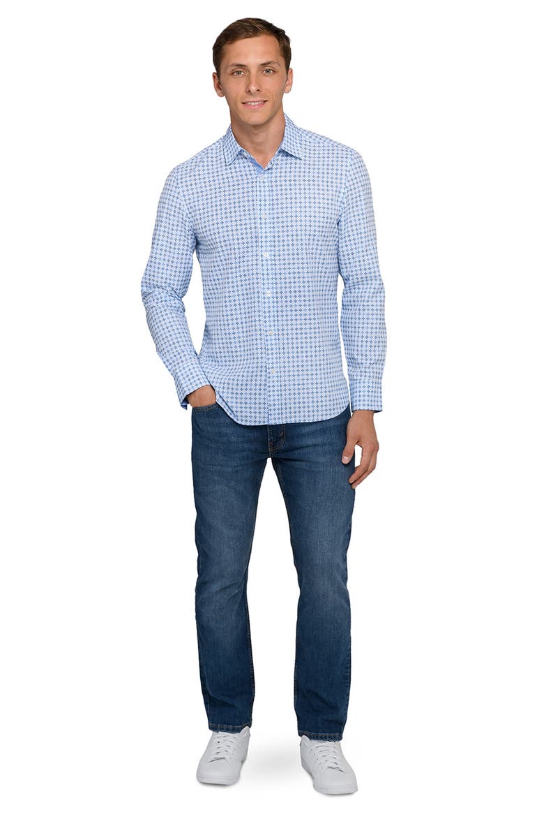 Quadruple Diamond Woven Long Sleeve Basic, Alternate, color, WHITE/BLUE