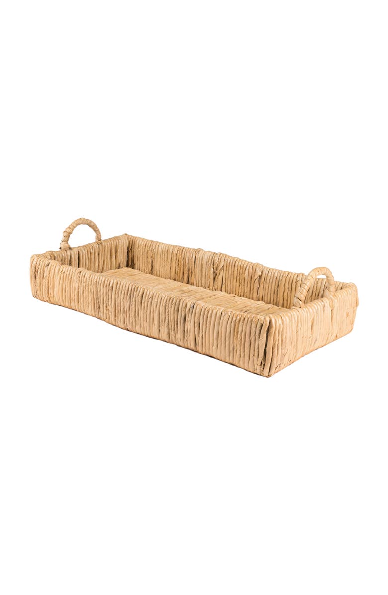 HAPPIMESS Anika Traditional Southwestern Hand-Woven Abaca Tray with Handles, Alternate, color, Natural