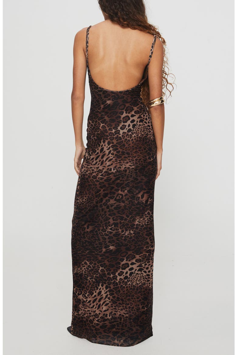 Knox Leopard Maxi Cocktail Slipdress, Alternate, color, LEOPARD