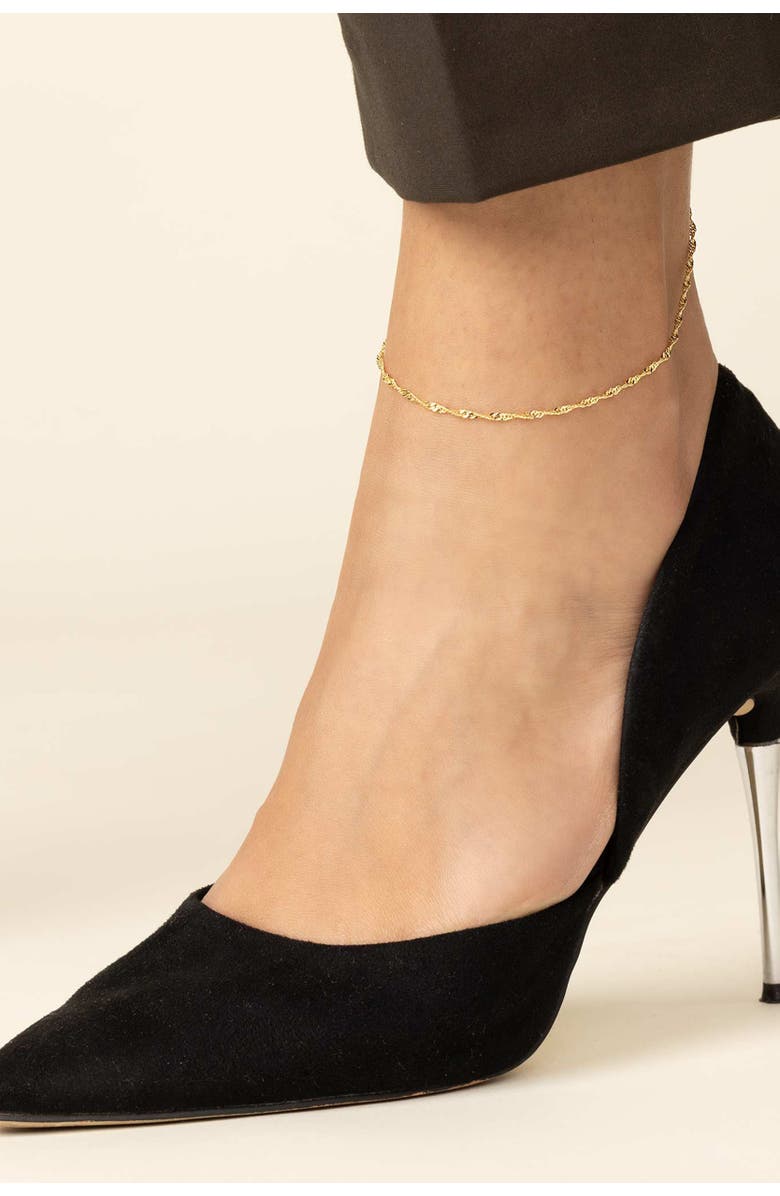 Oradina 14K Gold Spirah Anklet, Alternate, color, White Gold