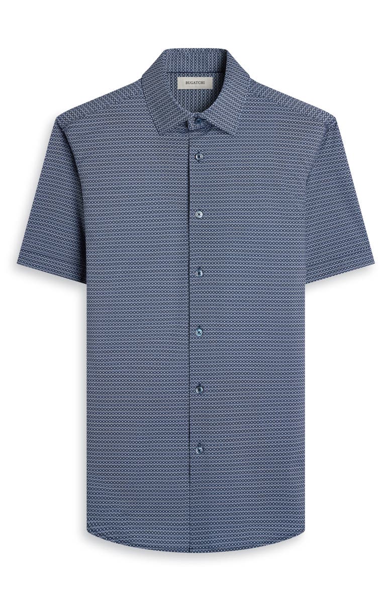 Bugatchi Miles OoohCotton<sup>®</sup> Short Sleeve Button-Up Shirt, Alternate, color, Navy