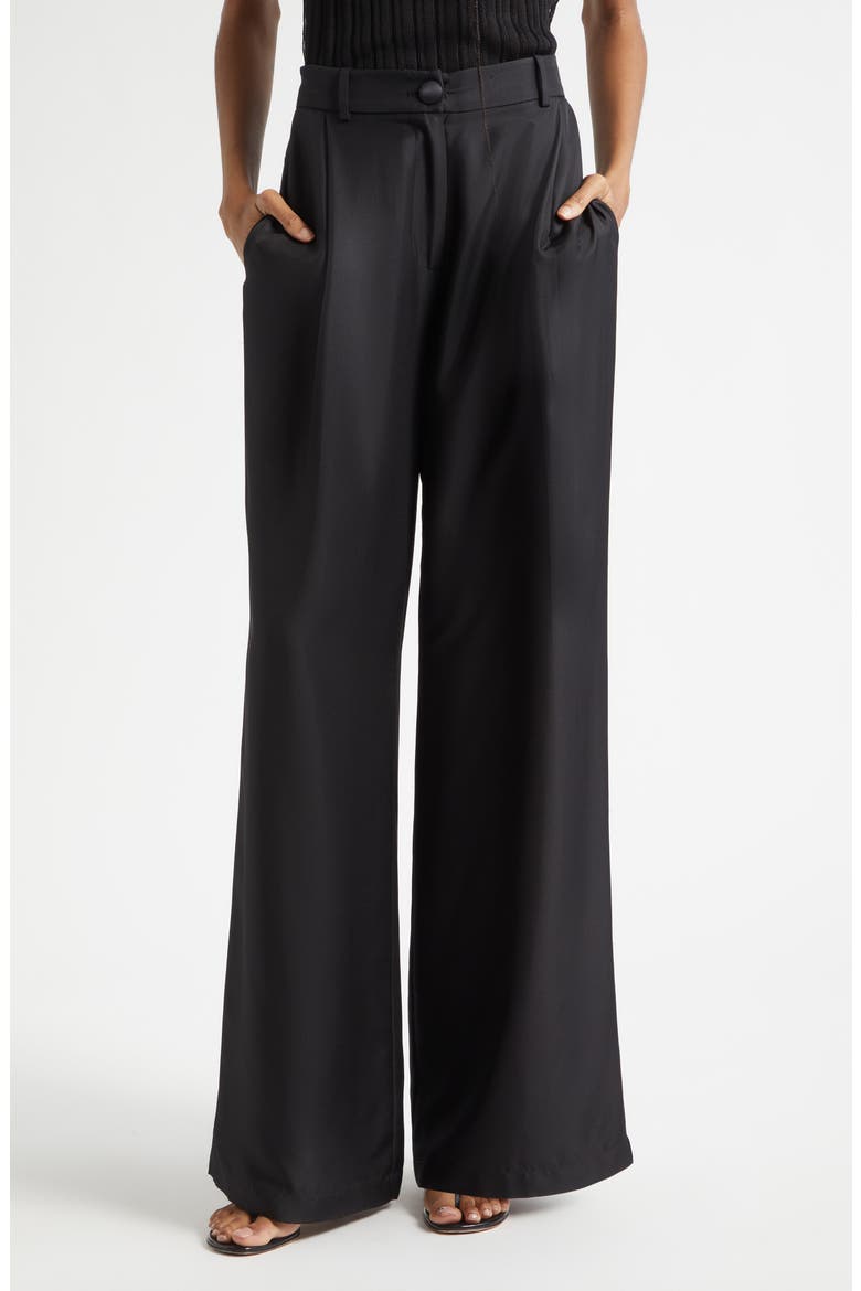 Solara Pleat Front Wide Leg Pants, Main, color, JET