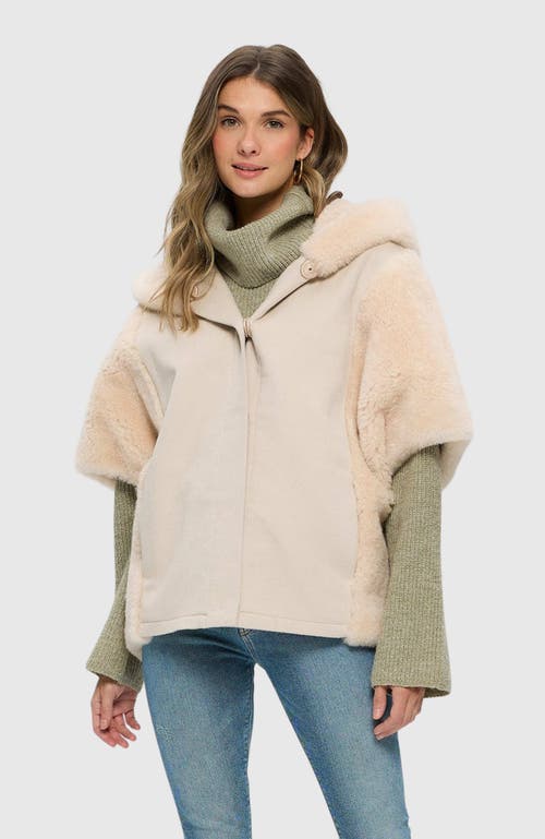 Gorski Sheared Cashmere Goat Fur-paneled Hooded Short-sleeve Cashmere Jacket In Neutral