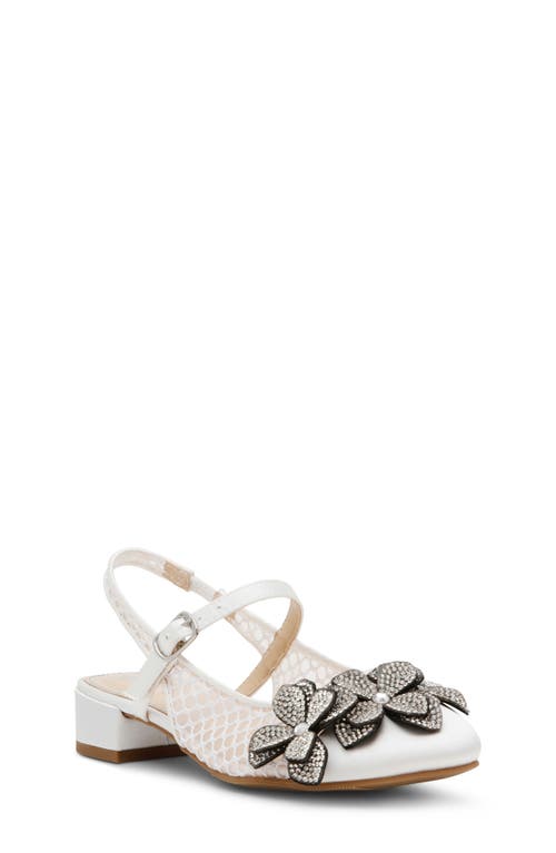 Betsey Johnson Little And Big Girls Sofya Mesh Flats With Flowers In Ivory