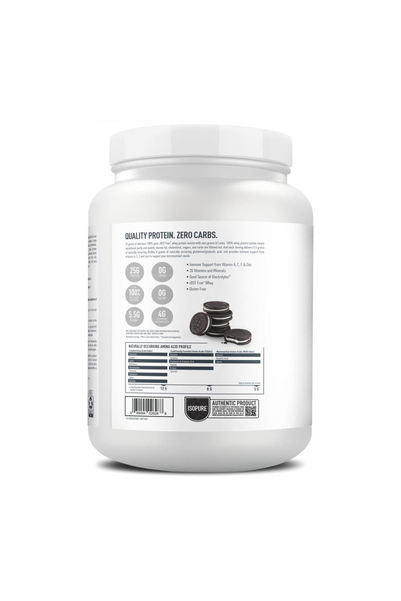 Zero Carb Pure Whey Isolate Protein Powder Cookies and Cream, Alternate, color, None