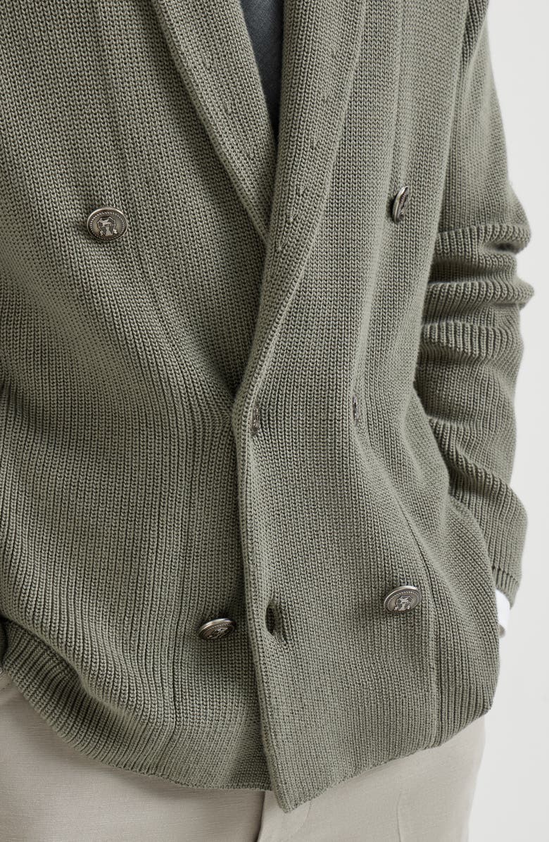 Brunello Cucinelli Cardigan with metal buttons, Alternate, color, Khaki