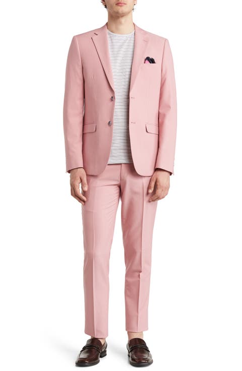 Solid Two Button Notch Lapel Slim Fit Suit