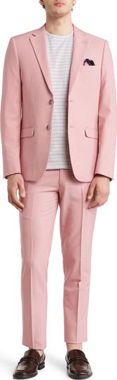 Solid Two Button Notch Lapel Slim Fit Suit