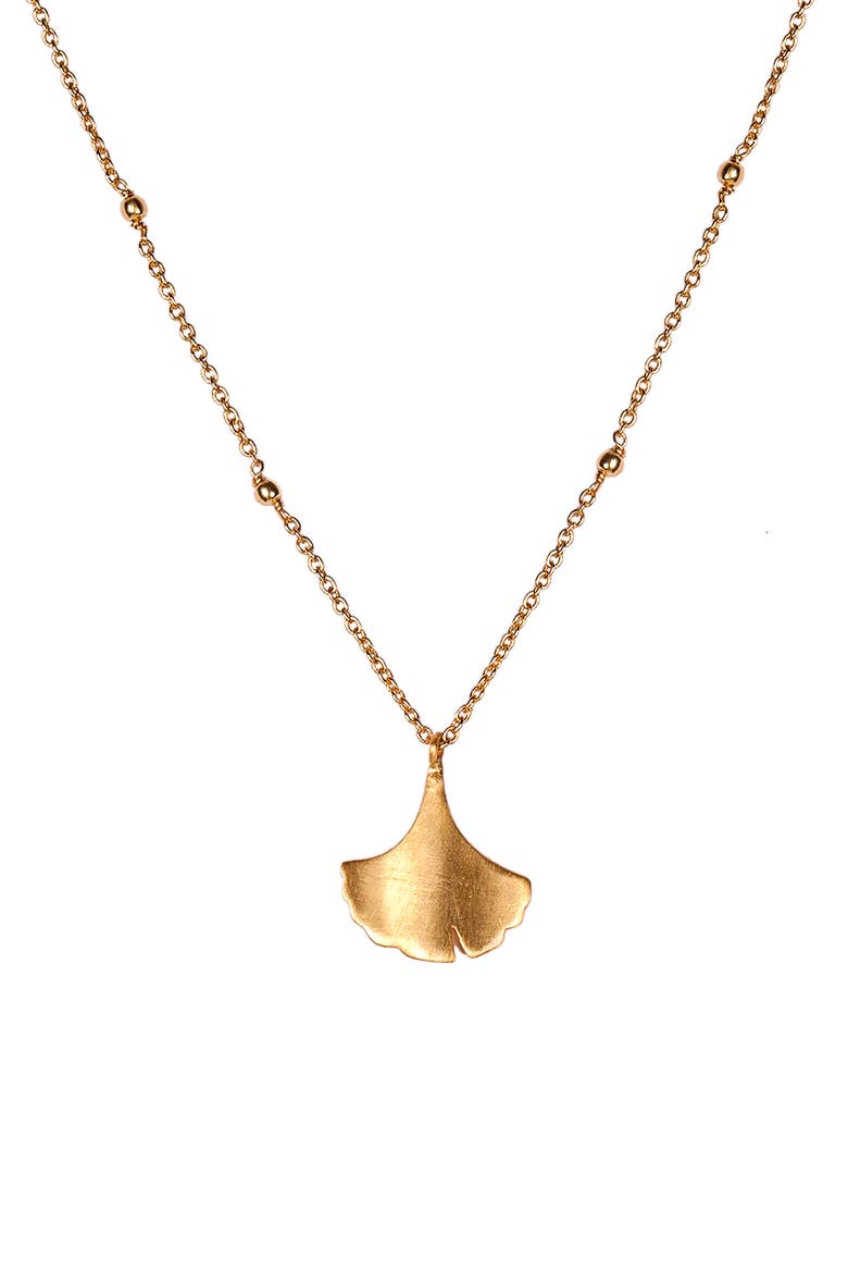 Biloba Ginkgo Pendant Necklace, Main, color, GOLD