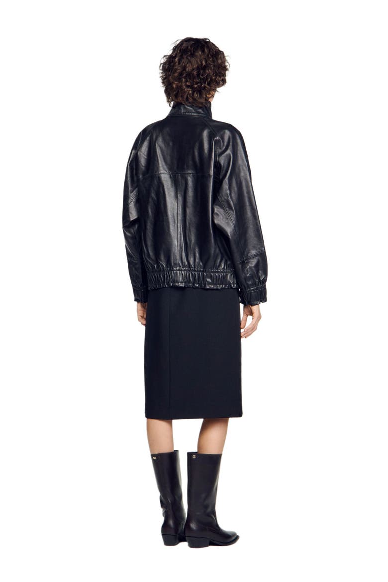 Oversized leather jacket, Alternate, color, Black