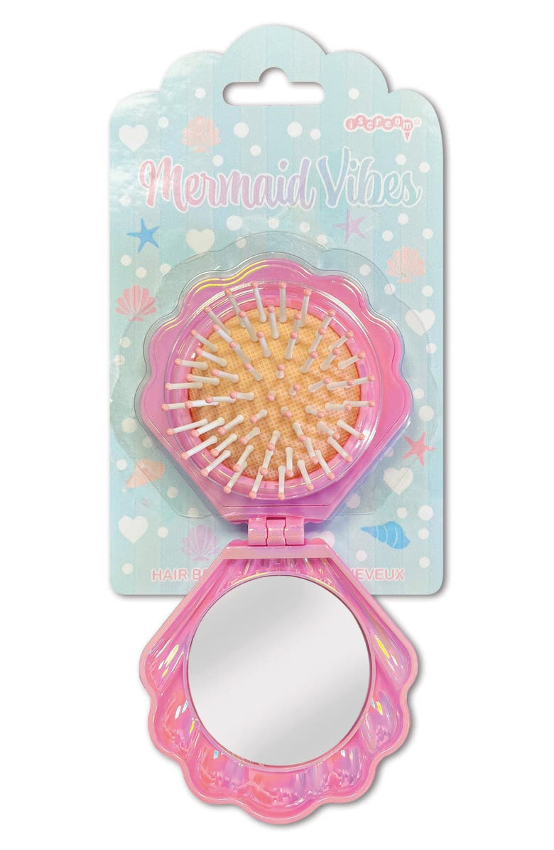 Iscream Mermaid Pop-Up Shell Brush, Alternate, color, Pink Multi