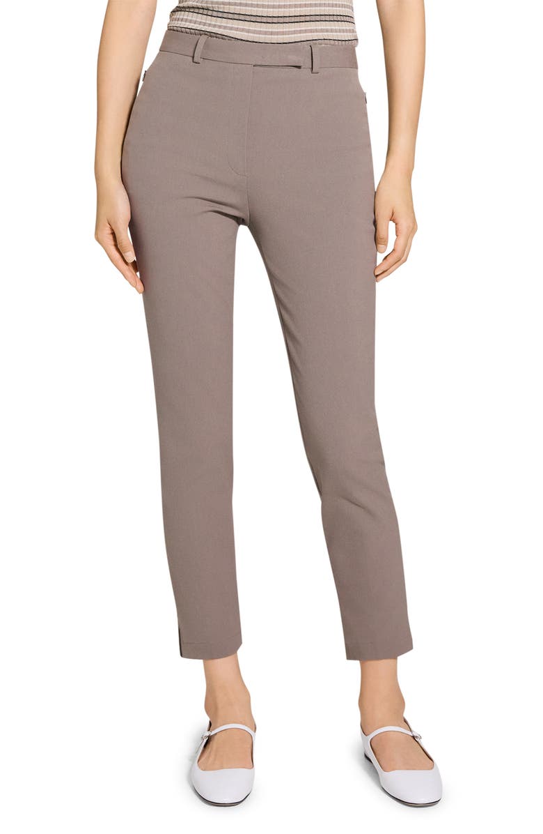 Theory Bistretch High Waist Taper Pants, Main, color, Walnut