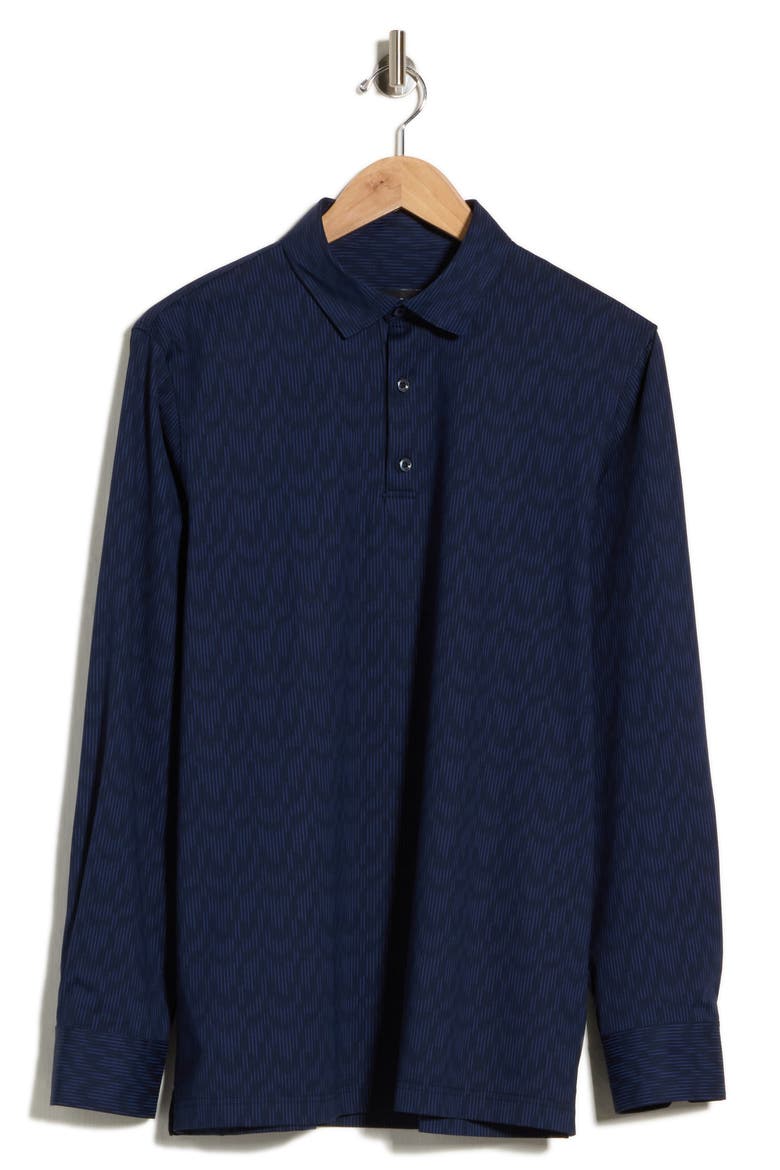 OoohCotton Tech Long Sleeve Polo, Main, color, NIGHT BLUE