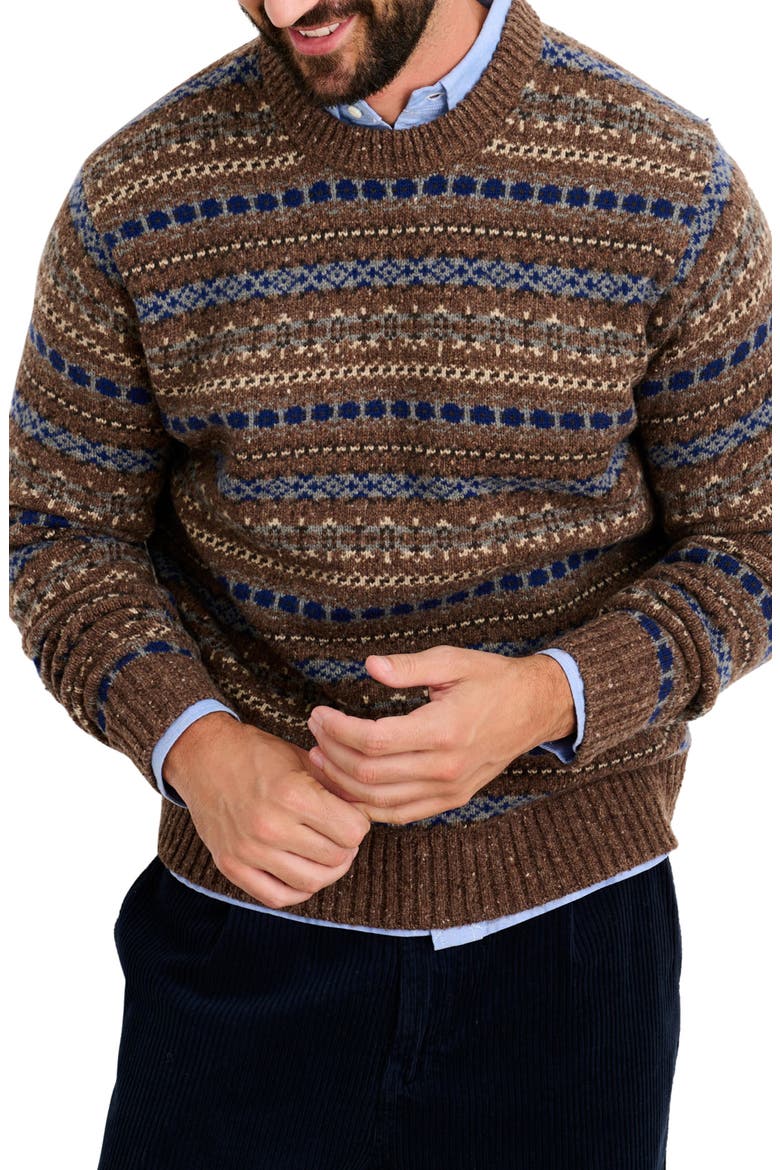 Fair Isle Donegal Crewneck Sweater, Main, color, BROWN MULTI
